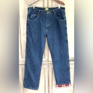 Cabela’s Vtg. Roughneck Flannel Lined Jeans Tag 36x32 Actual 35x30.5